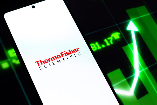 West Bangal, India - April 20, 2022 : Thermo Fisher Scientific on phone screen stock image.