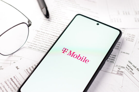 West Bangal, India - April 20, 2022 : T-Mobile on phone screen stock image.