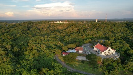 Miri, Sarawak Malaysia - May 2, 2022: The Landmark and Tourist Attraction areas of the of Miri City, with its famous beaches, rivers, city and scenic surroundings