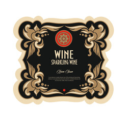 Wine Label Vintage frame border retro label hand drawn antique engraving vector illustration typography poster 