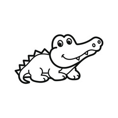 Alligator. Coloring pages. black and white picture.