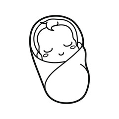 Cute baby. Coloring pages. black and white picture.