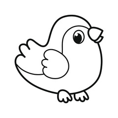 Bird. Coloring page. Black and white vector illustration. Icon.