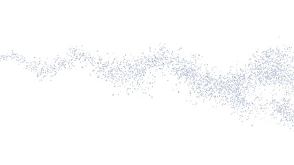 Crumbs silver texture, horizontal wavy strip, isolated. Jewel particles. Sprinkled silverish texture dust, sand. Vector