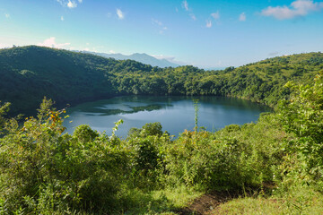 Fototapeta premium Scenic view of Kyungululu Crater lake, a crater lake in Mbeya, Tanzania