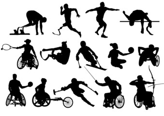 silhouettes of Paralympics athlete