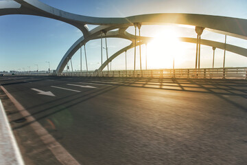 Asphalt road on the bridge,