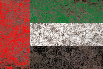 United arab emirates flag painted on a distressed old iron sheet