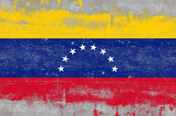 Venezuela flag painted on a distressed old iron sheet
