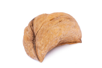 Ugly walnut is isolated on a white background. Different angles. 