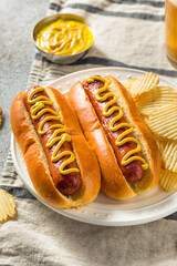Homemade American Hot Dog with Mustard