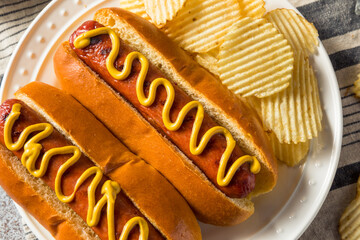 Homemade American Hot Dog with Mustard