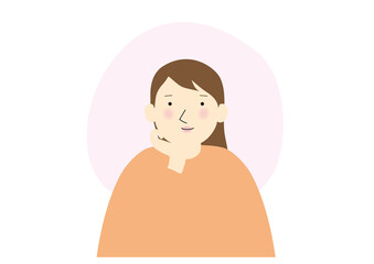 頬杖をついて微笑んでいる女性