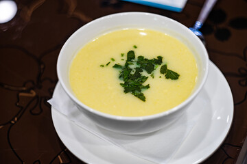 Traditional georgian chicken soup Chikhirtma