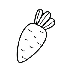 Carrot. Icon. Coloring book for children. Black and white vector image.
