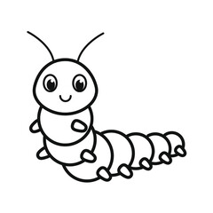 Cheerful caterpillar. Icon. Coloring pages. black and white picture.