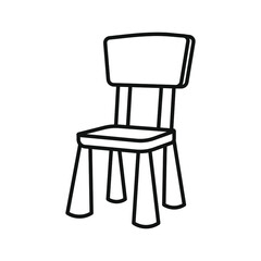 Chair. Icon. Coloring book for children. Black and white vector image.