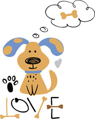 A set of vector cute dog drawings. A collection of cartoon puppy characters design with flat color. A set of funny pets isolated on a white background. Baby dog characters 