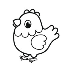 Hen. Chicken. Domestic bird. Icon. Coloring pages. black and white picture.