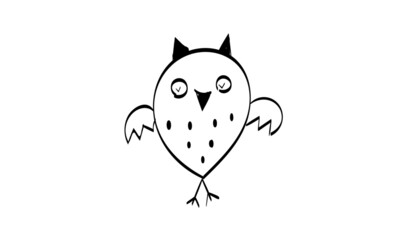 Cute Owl line Art for greeting card and invitation or use as T Shirt design or Tattoo Design 