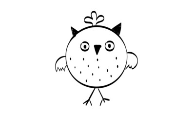 Cute Owl line Art for greeting card and invitation or use as T Shirt design or Tattoo Design 