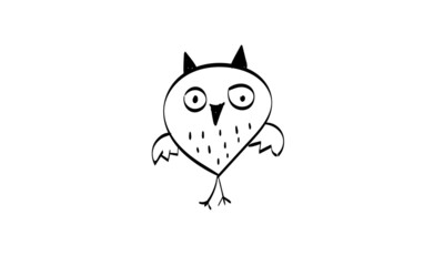 Cute Owl line Art for greeting card and invitation or use as T Shirt design or Tattoo Design 