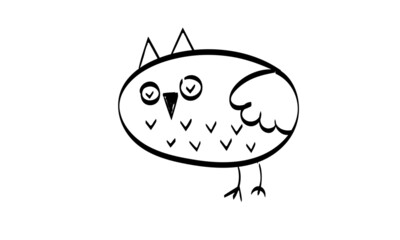 Cute Owl line Art for greeting card and invitation or use as T Shirt design or Tattoo Design 