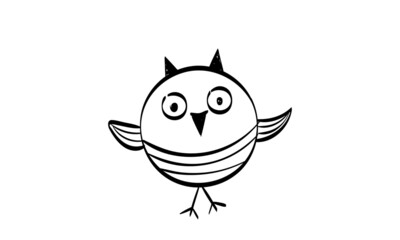 Cute Owl line Art for greeting card and invitation or use as T Shirt design or Tattoo Design 