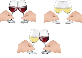 aperitifs with glasses of various wines