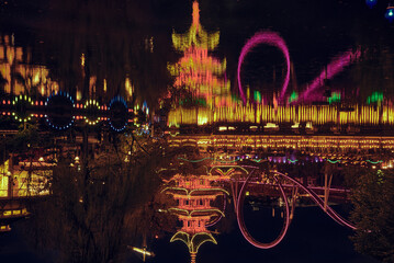 night city skyline with reflection