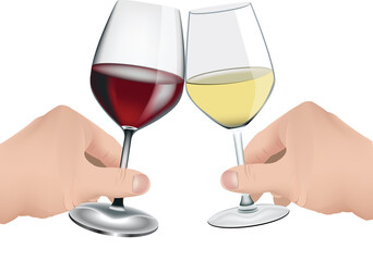 aperitif with white and red wine-