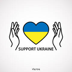 Heart flag of Ukraine   in female hands. Concept - no war in Ukraine. Support Ukraine.