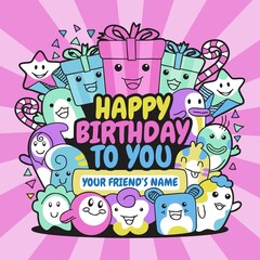 Doodle Happy Birthday to You Vector Design
