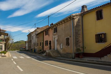 Fototapeta na wymiar Old residential buildings in the historic village of Karojba near Buzet in Istria, western Croatia 
