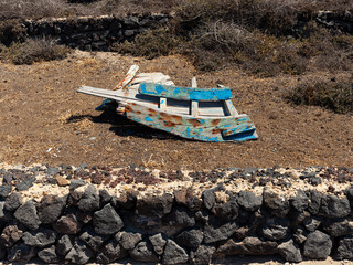 Abandoned broken boat