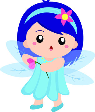 Cute blue fairy with wings