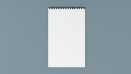 Mockup blank paper notebook or notepad on grey background, 3d rendering.