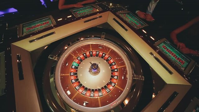 casino, roulette ball spinning in roulette