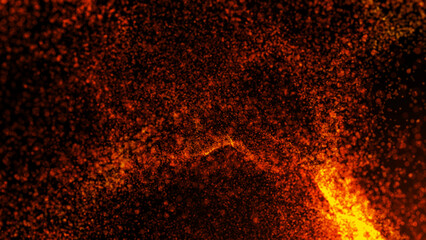 Fire texture volcano on black background