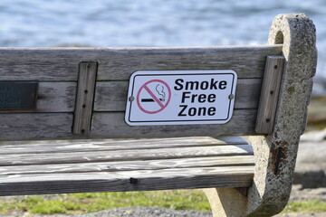 Smoke Free Zone Signage at Solhier Park, York, Maine, United States