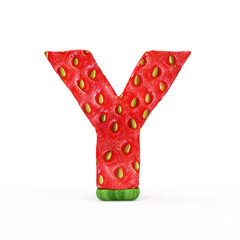 Strawberry Alphabet Letters isolated on white background (Letter Y)