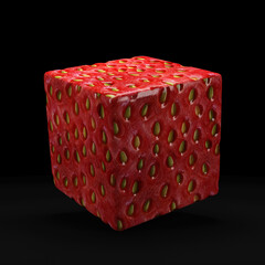 Strawberry Cube on black background