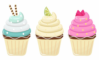 Delicious cupcakes. Dessert vector illustration design