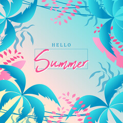 Summer trendy abstract square art templates.Vector fashion backgrounds.