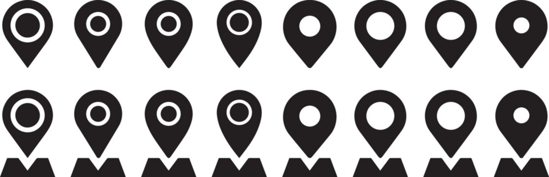 A set of location icons. modern map markers. Maps pin. Location map icon.Map marker pointer icon set. GPS location symbol collection. Flat style 