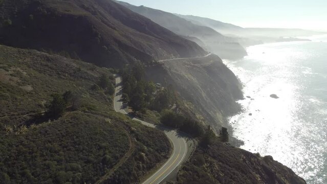 Big Sur PCH Aerial Drone California Road Grimes Point Route 1 Highway Pacific Coast Highway