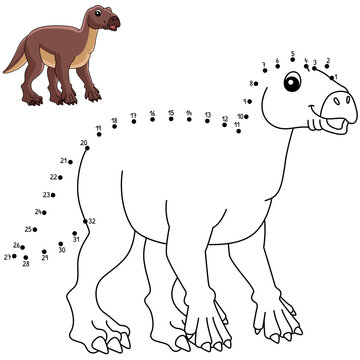 recommend clip art: Dot to Dot Iguanodon Dinosaur Coloring Isolated 