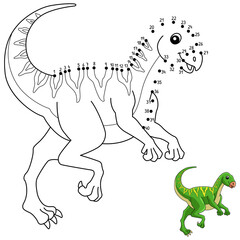Dot to Dot Qantassaurus Dinosaur Coloring Isolated
