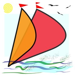 colorful abstract sailing illustration - 502995010