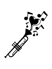 Musiknoten Herz Trompete 
